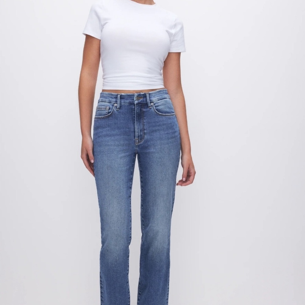 Good American Blue Straight Leg Jeans